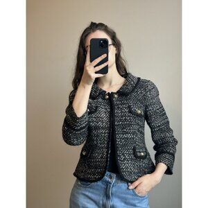 Black & White Blazer with Gold Detail